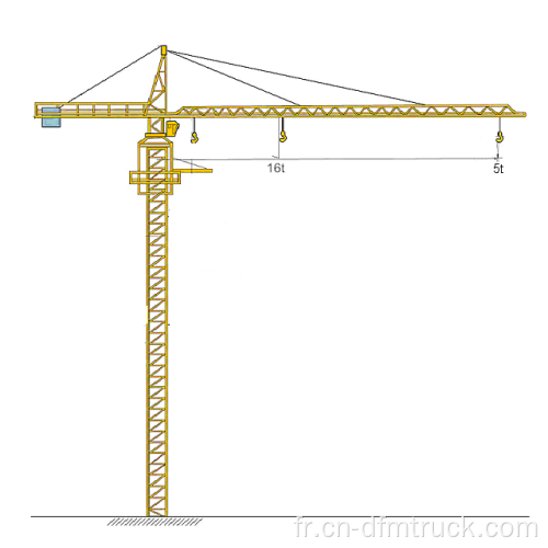 Grue à tour de 100 m de hauteur de 5 tonnes